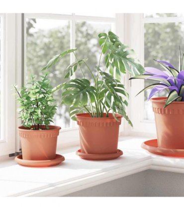 vidaXL Plant Pots 6 pcs Brick Red Plastic