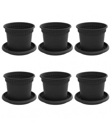 vidaXL Plant Pots 6 pcs Black Plastic