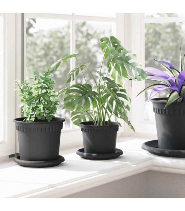 vidaXL Plant Pots 6 pcs Black Plastic