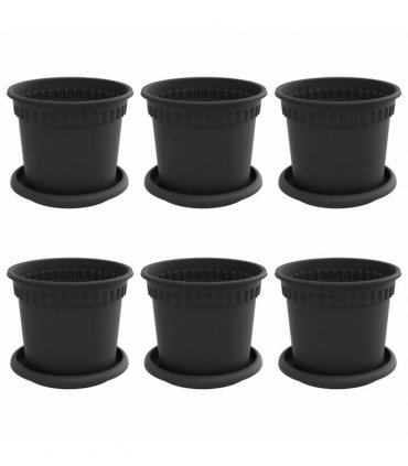 vidaXL Plant Pots 6 pcs Black Plastic