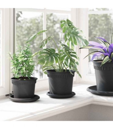 vidaXL Plant Pots 6 pcs Black Plastic