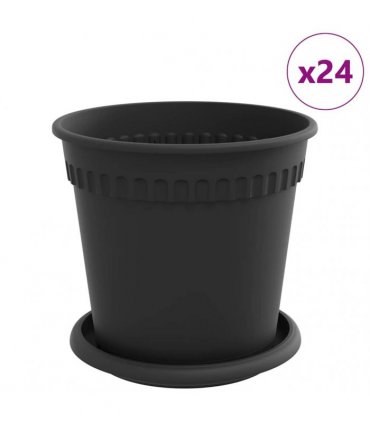 vidaXL Plant Pots 24 pcs Black Plastic