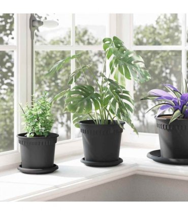 vidaXL Plant Pots 24 pcs Black Plastic