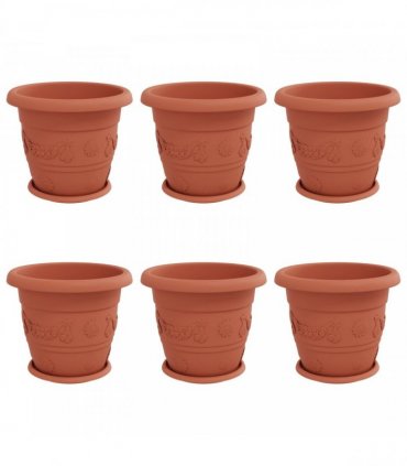 vidaXL Plant Pots 6 pcs Brick Red Ø 34 x 28 cm Plastic