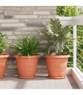 vidaXL Plant Pots 6 pcs Brick Red Ø 39 x 32 cm Plastic