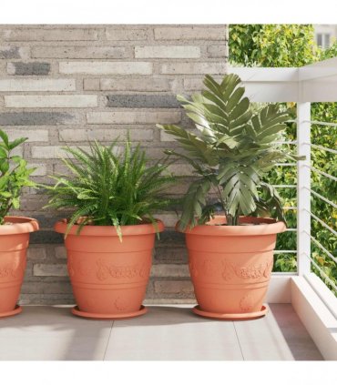 vidaXL Plant Pots 6 pcs Brick Red Ø 39 x 32 cm Plastic