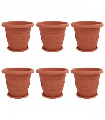 vidaXL Plant Pots 6 pcs Brick Red Ø 39 x 32 cm Plastic