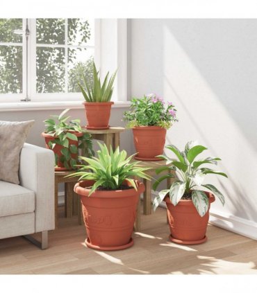 vidaXL Plant Pots 6 pcs Brick Red Ø 39 x 32 cm Plastic