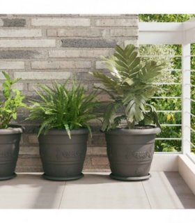 vidaXL Plant Pots 6 pcs Black Ø 34 x 28 cm Plastic