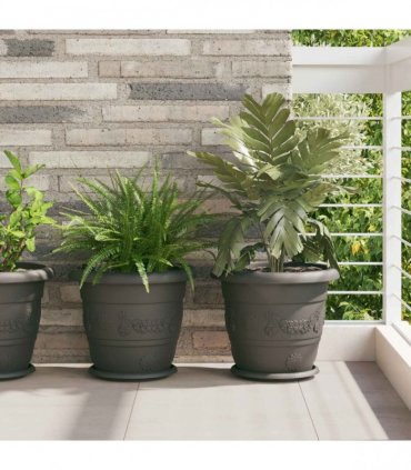 vidaXL Plant Pots 6 pcs Black Ø 34 x 28 cm Plastic