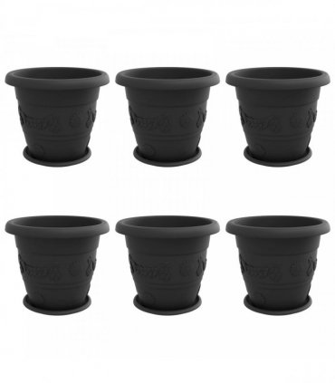 vidaXL Plant Pots 6 pcs Black Ø 39 x 32 cm Plastic