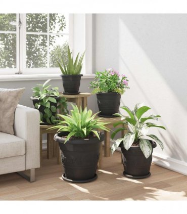 vidaXL Plant Pots 6 pcs Black Ø 39 x 32 cm Plastic