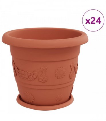 vidaXL Plant Pots 24 pcs Brick Red Ø 34 x 28 cm Plastic