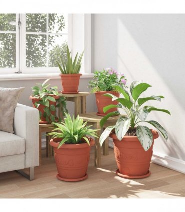 vidaXL Plant Pots 24 pcs Brick Red Ø 34 x 28 cm Plastic