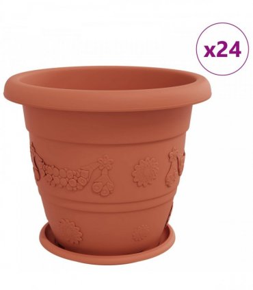 vidaXL Plant Pots 24 pcs Brick Red Ø 39 x 32 cm Plastic