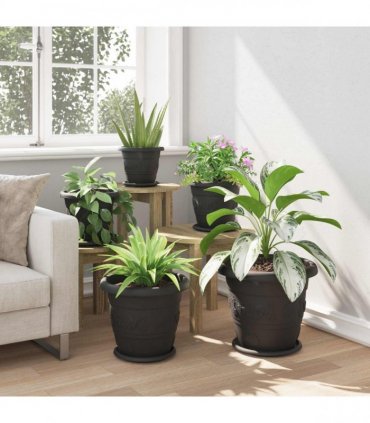 vidaXL Plant Pots 24 pcs Black Ø 34 x 28 cm Plastic