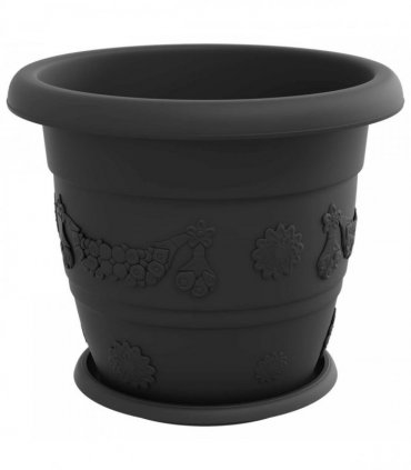 vidaXL Plant Pots 24 pcs Black Ø 34 x 28 cm Plastic