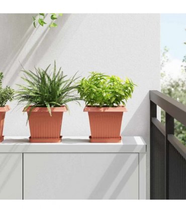 vidaXL Plant Pots 6 pcs Brick Red Plastic
