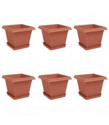vidaXL Plant Pots 6 pcs Brick Red Plastic
