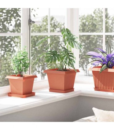 vidaXL Plant Pots 6 pcs Brick Red Plastic