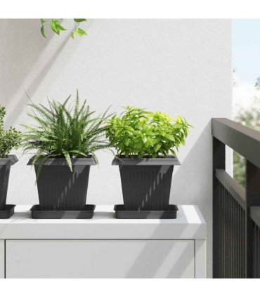 vidaXL Plant Pots 24 pcs Black Plastic