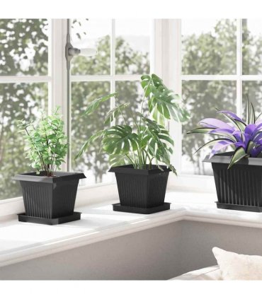 vidaXL Plant Pots 24 pcs Black Plastic