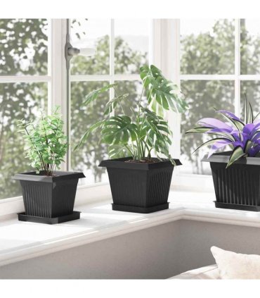 vidaXL Plant Pots 24 pcs Black Plastic