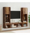 vidaXL TV Wall Units with LED 5 pcs 40.5 x 30 x 102 cm Old wood