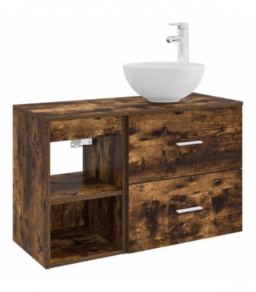 vidaXL Bathroom Cabinet Set 2 pcs Smoked Oak 79.5 x 35 x 80 cm