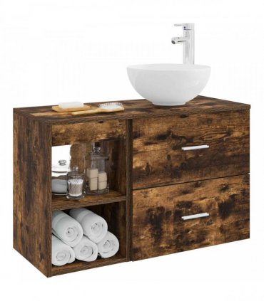 vidaXL Bathroom Cabinet Set 2 pcs Smoked Oak 79.5 x 35 x 80 cm