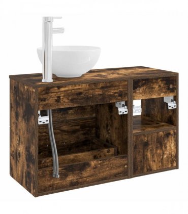 vidaXL Bathroom Cabinet Set 2 pcs Smoked Oak 79.5 x 41 x 80 cm