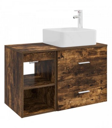 vidaXL Bathroom Cabinet Set 2 pcs Smoked Oak 79.5 x 41 x 80 cm