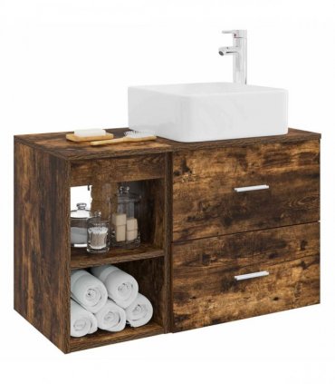 vidaXL Bathroom Cabinet Set 2 pcs Smoked Oak 79.5 x 41 x 80 cm