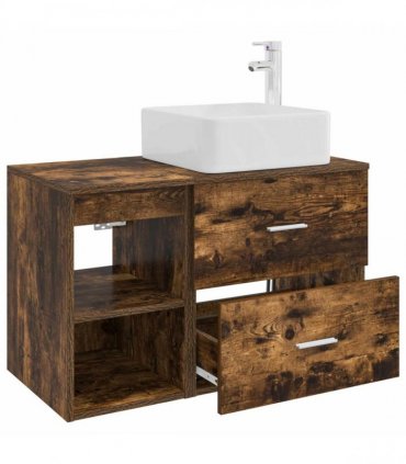vidaXL Bathroom Cabinet Set 2 pcs Smoked Oak 79.5 x 41 x 80 cm