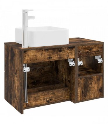 vidaXL Bathroom Cabinet Set 2 pcs Smoked Oak 79.5 x 41 x 80 cm