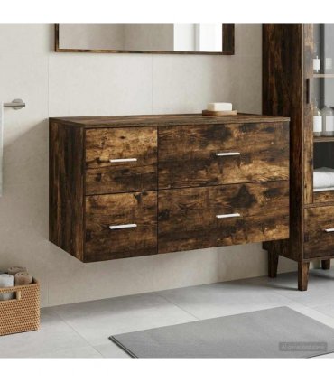 vidaXL Bathroom Cabinet Set 2 pcs Smoked Oak 92.5 x 44.5 x 50 cm