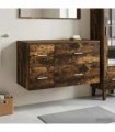 vidaXL Bathroom Cabinet Set 2 pcs Smoked Oak 92.5 x 44.5 x 50 cm