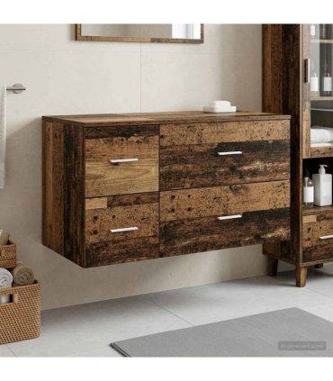 vidaXL Bathroom Cabinet Set 2 pcs Old Wood 92.5 x 44.5 x 50 cm