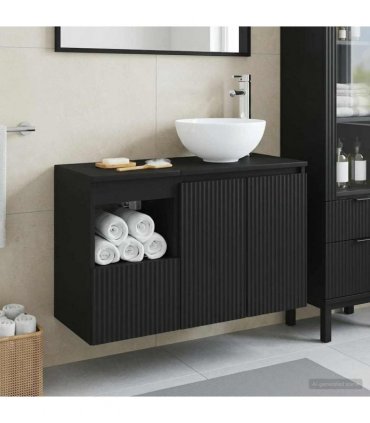 vidaXL Bathroom Cabinet Set 2 pcs Black 79.5 x 35 x 80 cm