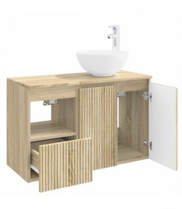 vidaXL Bathroom Cabinet Set 2 pcs Sonoma Oak 79.5 x 35 x 80 cm