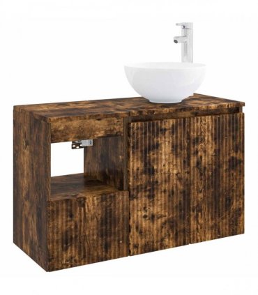 vidaXL Bathroom Cabinet Set 2 pcs Smoked Oak 79.5 x 35 x 80 cm