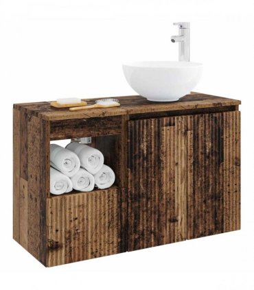 vidaXL Bathroom Cabinet Set 2 pcs Old Wood 79.5 x 35 x 80 cm