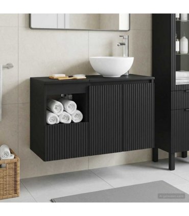 vidaXL Bathroom Cabinet Set 2 pcs Black 79.5 x 41 x 80 cm