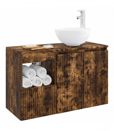 vidaXL Bathroom Cabinet Set 2 pcs Smoked Oak 79.5 x 41 x 80 cm