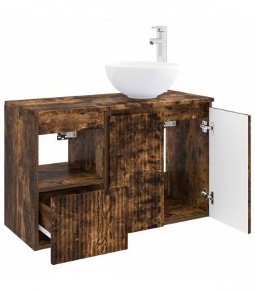 vidaXL Bathroom Cabinet Set 2 pcs Smoked Oak 79.5 x 41 x 80 cm