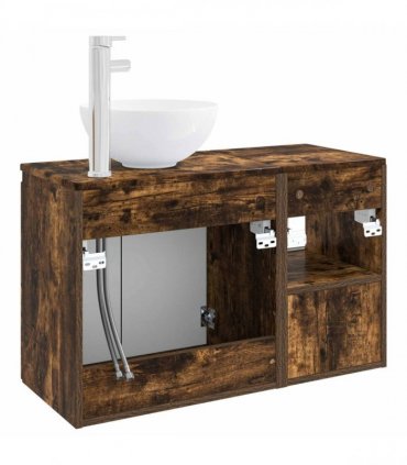 vidaXL Bathroom Cabinet Set 2 pcs Smoked Oak 79.5 x 41 x 80 cm