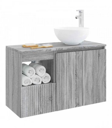vidaXL Bathroom Cabinet Set 2 pcs Grey Sonoma 79.5 x 41 x 80 cm