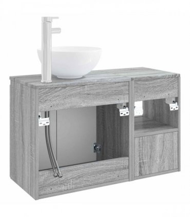vidaXL Bathroom Cabinet Set 2 pcs Grey Sonoma 79.5 x 41 x 80 cm