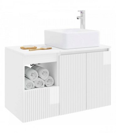 vidaXL Bathroom Cabinet Set 2 pcs High Gloss White 79.5 x 41 x 80 cm