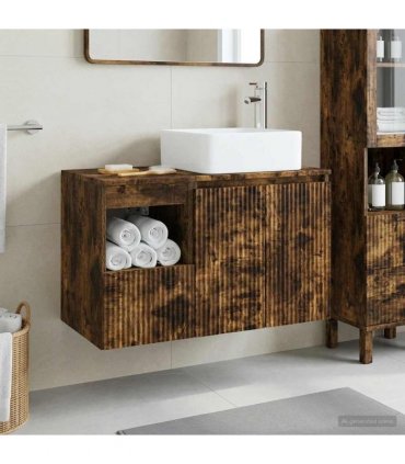 vidaXL Bathroom Cabinet Set 2 pcs Smoked Oak 79.5 x 41 x 80 cm